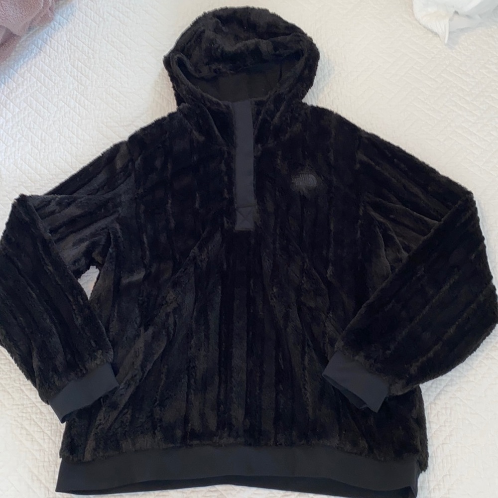 North face fuzzy, hooded jacket size XL